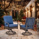 Set of 6 Blue Wicker Swivel Patio Chairs