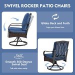 Set of 6 Blue Wicker Swivel Patio Chairs