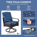Set of 6 Blue Wicker Swivel Patio Chairs