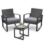 3-Piece Outdoor Rattan Rocking Bistro Set