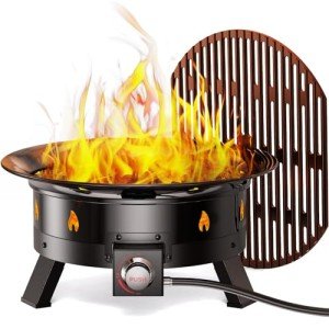 Ciays 21-Inch Portable Propane Fire Pit with Grill
