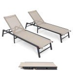 ULAND Adjustable Aluminum Chaise Lounge Set of 2