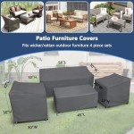 Heavy Duty Waterproof 4-Piece Patio Furniture Covers