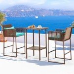 3-Piece Outdoor Barstool Table Set with Cushions