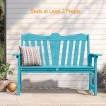 ONBRILL Weatherproof 2-Person Outdoor Bench - Blue