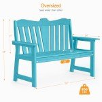 ONBRILL Weatherproof 2-Person Outdoor Bench - Blue