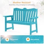 ONBRILL Weatherproof 2-Person Outdoor Bench - Blue