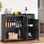 Weatherproof Rattan Outdoor Storage Cabinet with Shelves