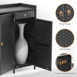 Weatherproof Rattan Outdoor Storage Cabinet with Shelves