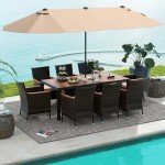 10-Piece Outdoor Rattan Dining Set with Umbrella