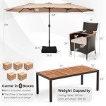10-Piece Outdoor Rattan Dining Set with Umbrella