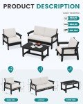4-Piece Outdoor Sofa Set with Khaki Cushions