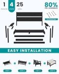 4-Piece Outdoor Sofa Set with Khaki Cushions