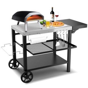 Grill Table Cart with Shelves and Drawer