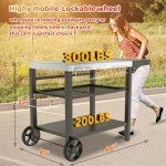Grill Table Cart with Shelves and Drawer