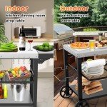 Grill Table Cart with Shelves and Drawer