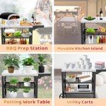 Grill Table Cart with Shelves and Drawer