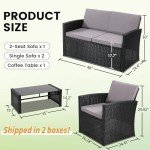 4-Piece Rattan Patio Conversation Set with Cushions