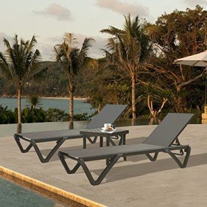 Domi Adjustable Aluminum Pool Lounge Chairs with Table