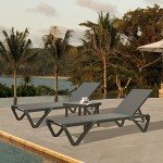 Domi Adjustable Aluminum Pool Lounge Chairs with Table