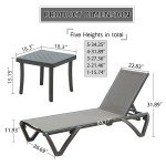 Domi Adjustable Aluminum Pool Lounge Chairs with Table