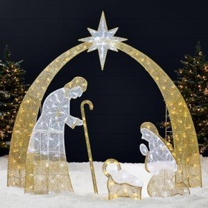 Lighted 2D Outdoor Nativity Scene with 115 LED Lights