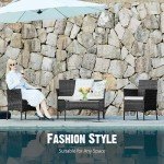 4-Piece Wicker Patio Furniture Set with Cushions