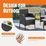 4-Piece Wicker Patio Furniture Set with Cushions