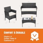 4-Piece Wicker Patio Furniture Set with Cushions