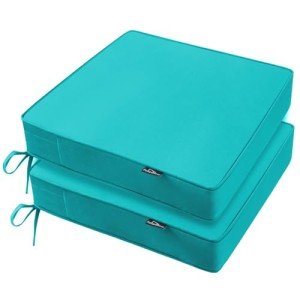 Teal Waterproof Patio Chair Cushions - Set of 2