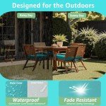Teal Waterproof Patio Chair Cushions - Set of 2