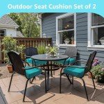 Teal Waterproof Patio Chair Cushions - Set of 2