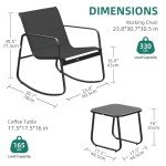 3-Piece Rocking Bistro Patio Furniture Set