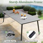 VredHom 94.5” Outdoor Dining Table with Umbrella Hole