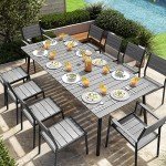 VredHom 94.5” Outdoor Dining Table with Umbrella Hole