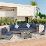 7-Piece Outdoor Sectional Wicker Sofa Set