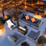 7-Piece Outdoor Sectional Wicker Sofa Set