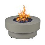 Round Propane Fire Pit Table with Cover - 33