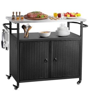 Grill Cart with Storage and Wheels for Outdoor Fun