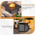 28-Inch JAMFLY Outdoor Propane Fire Pit Table