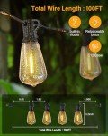 100FT LED Outdoor String Lights with Vintage Bulbs