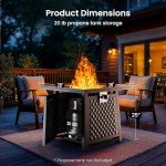 Ciays 28" Square Gas Fire Pit Table