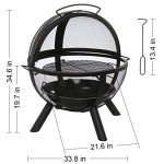 Ikuby 88.9cm Outdoor Fire Pit with Grill