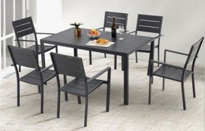 7-Piece Black Aluminum Patio Dining Set
