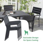 7-Piece Black Aluminum Patio Dining Set