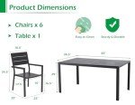 7-Piece Black Aluminum Patio Dining Set