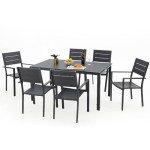 7-Piece Black Aluminum Patio Dining Set