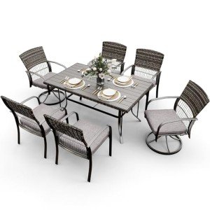 7-Piece Wicker Patio Dining Set for 6
