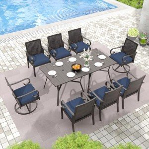 10-Piece Outdoor Dining Set with Wicker Chairs