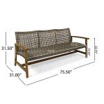 Marcia Outdoor Wood and Wicker Sofa - Gray